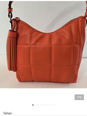 Tahari Quincy Hobo Bag Quilted Faux Leather Recycled Tassle Shoulder Hanbag NWT